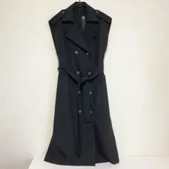 ジーナシス ノースリーブ トレンチコート ロング ジレ ブラック 新品 タグ付き