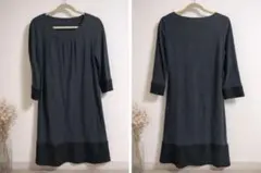 Reflect ダークグレー 七分袖 ワンピース