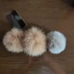 ファーポンポンチャーム3個セット