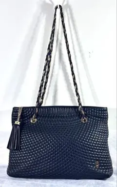 A003 BALLY バリー レザー チェーンショルダーバッグ 黒 肩掛け080