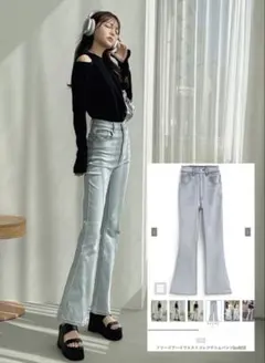 フリージアハイウエストフレアデニムパンツ　grlのサムネイル