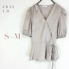 ◆フレイアイディー S~M カシュクールブラウス パフスリーブ ウエストリボン