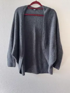 グレー ニット オープンフロントカーディガン
