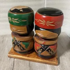 3F 【希少】アイヌこけし ペア置物北海道民芸品 ニポポ 昭和レトロヴィンテージ
