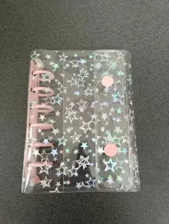 A7　シール帳 バインダー　ピンク　星柄　透明バインダー 推し活