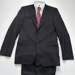 クリーニング済⭐BURBERRY BLACK LABELスーツストライプ黒×紫