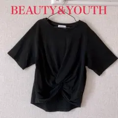 BEAUTY&YOUTH ブラック Tシャツ ツイストデザイン