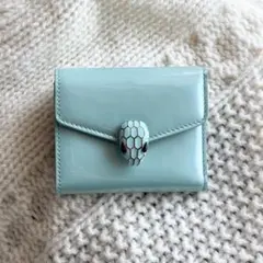 【美品】BVLGARI ブルガリ　セルペンティ　折り財布　おり財布　ブルー　青のサムネイル
