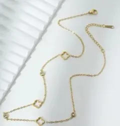 【大人気】 1粒czダイヤ✨ ネックレス クローバー サージカルステンレス