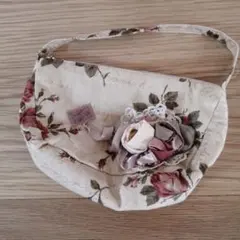 花柄ポーチ クリーム色 ピンク