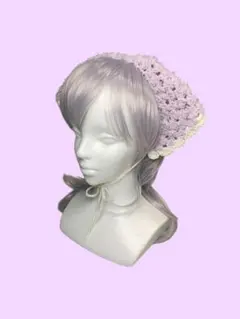 バブーシュカ ボンネット ヘッドドレス カチューシャ ハンドメイド 紫