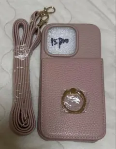 iPhone 15 Pro ケース ショルダー ストラップ付き ピンク