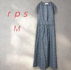 ｒｐｓ アールピーエス ロングワンピース【M】グレー/チェック リボン紐付 半袖