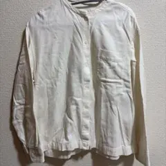 無印良品 スタンドカラーシャツ アイボリー コットン100% 長袖シャツ L