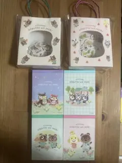 あつまれどうぶつの森 ペーパーバッグ入シール 2種　メモミニ　4種計6点セットのサムネイル
