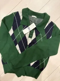 GU ダイヤモンド柄 ポロニット 長袖