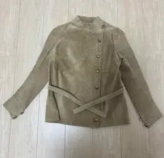 古着　vintage ベージュ ジャケット 装飾ボタン付き　本革　レザー