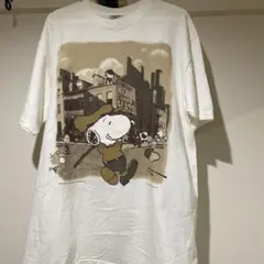 US古着 ピーナッツ スヌーピー チェッカーフラッグ Tシャツ 裾カット 