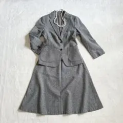極美☆【ニューヨーカー】ウール100% ジャケット＆スカート2点セット グレーＬ