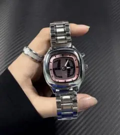 ケルシウムウォッチ　ステンレススチールシルバーピンク腕時計