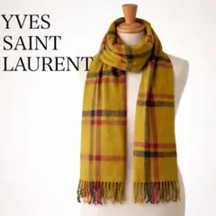 イヴサンローラン チェック柄 マフラー ストール ウール100%