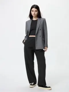 ユニクロ　UNIQLO ジャージーカーブパンツ　ブラック　S