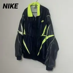 00s NIKE ナイロンジャケット 刺繍ロゴ ネイビー 蛍光カラー ナイキ