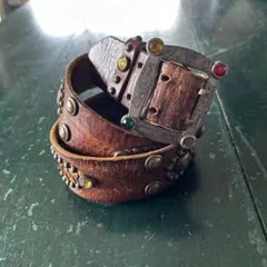 HTC 超希少 ビンテージ ピーナッツベルト クロコ スタッズ32 経年変化 HTC 超希少 ビンテージ ピーナッツベルト クロコ スタッズ32 経年変化