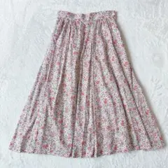 キャシャレル| 膝下　フレアスカート　小花柄　コットン100% 涼感　春夏のサムネイル
