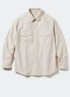 【UNIQLO】ジャージーオーバーシャツ オフホワイト サイズM ジャージー素材