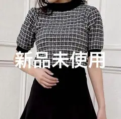 ミーア 配色ラメツイード半袖ニットトップスのサムネイル
