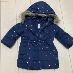 美品　GAP ベビーギャップ　ネイビー星柄ロングダウン　90 厚手素材　暖かい