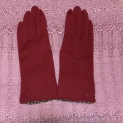 バーガンディ レオパード柄カフ ロンググローブ