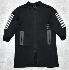 adidas ロング ジャケット スウェット コート ジップアップ 3本ライン