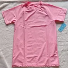 キッズ ラッシュガード 水着 半袖 水陸両用 UPF50+ ピンク 160cm