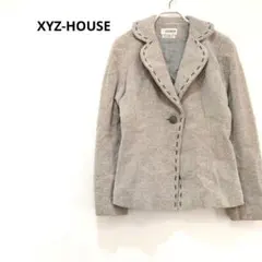 テーラードジャケット　M レトロ可愛い　日本製　ニット風　コットン混