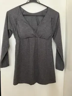 マタニティインナー　七分袖　パット付き　グレー　Mサイズ