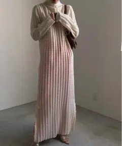 Ameri PLAID SHEER TURTLE KNIT DRESS