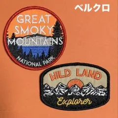 B087米国　グレートスモーキー　トレッキング刺繍パッチ　ベルクロ