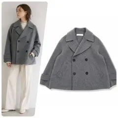 25AW　ギャルリーヴィー　ウールカシミヤダブルフェイス Pコート　グレーのサムネイル