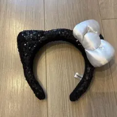 USJの猫耳カチューシャ（スパンコール・白リボン）
