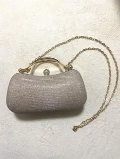 パーティーバッグ 結婚式 シルバー がま口 ラメ 上品 2wayショルダーバッグ