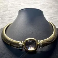 極美品✨ニナリッチ ネックレス ラインストーン カラーストーン 大ぶり ゴールド