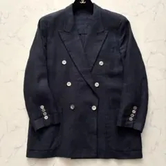 Burberrys リネン100% ダブル テーラードジャケット 11号