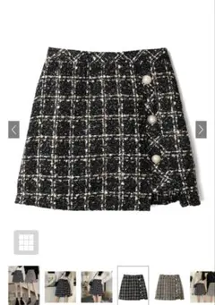 GRL インパン裏地付きアシンメトリーツイードチェックミニスカートai48