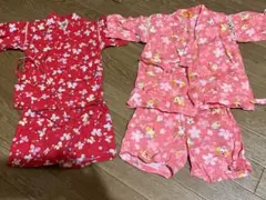 甚平　90と100 浴衣　2枚セット赤　ピンク　女の子