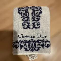 Christian Dior タオルハンカチ ホワイト ネイビー