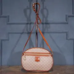 CELINE オールドセリーヌマカダム柄ロゴデザインラウンド型ショルダーバッグ