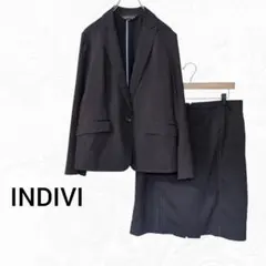 INDIVI ブラックストライプ スカートセットアップ サマージャケット 2XL
