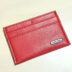 美品 ck カルバンクライン カードケース パスケース 札入れ レザー レッド